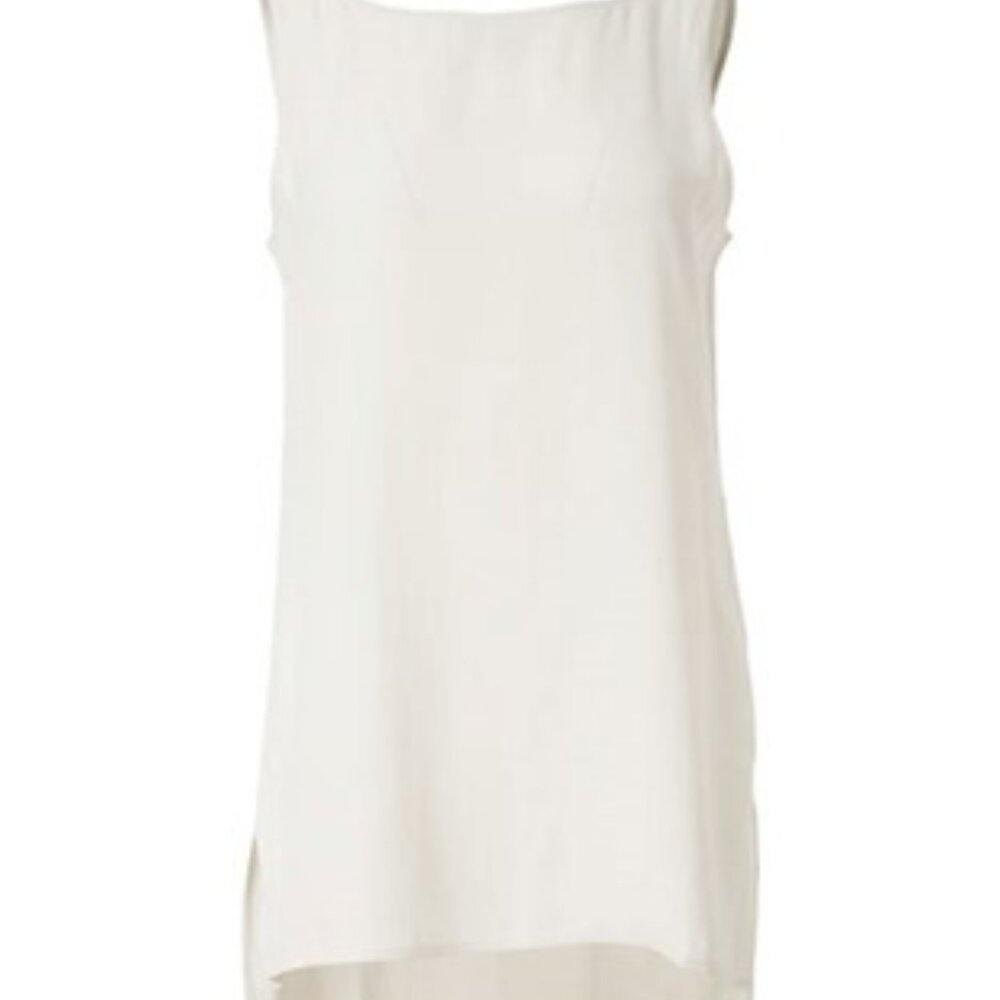 Eileen Fisher Silk Georgette Crepe Bateau Neck Sleeveless Tunic, Bone, SZ M, NWT - Picture 14 of 16